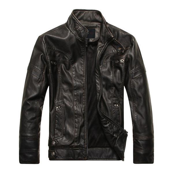 Men Fall Winter PU Leather Jacket for Fashion-Forward Individuals