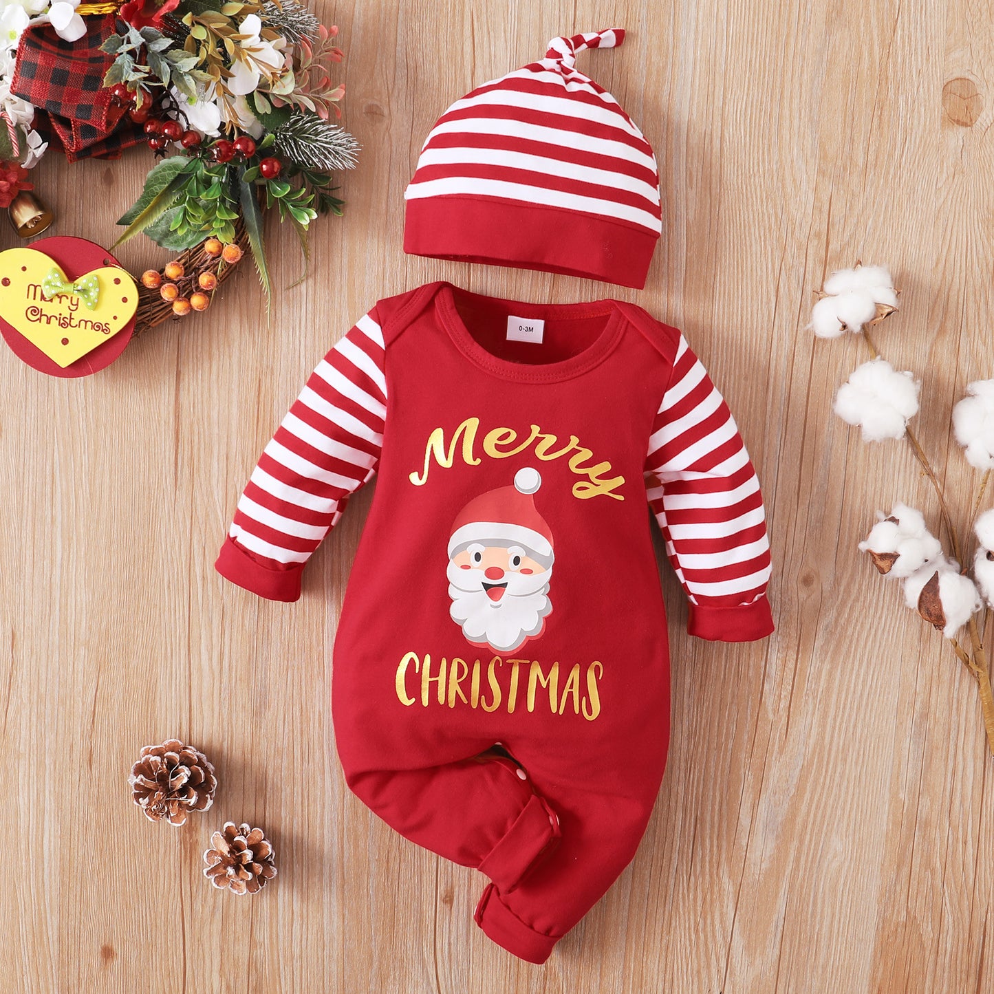 Girls Fashion Christmas Print Striped Romper - For Your Little Princess Stripped Romper