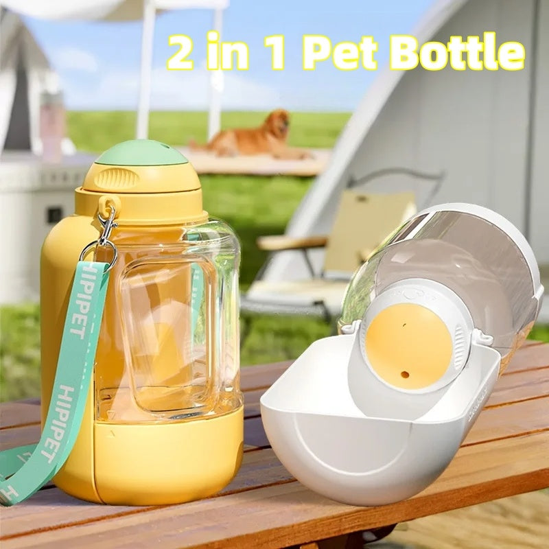 2 In 1 Dog Large Water and Food Bottle - Travel Dog Water Bottle - Leak proof dog Water Bowl - Pet hydration Solution