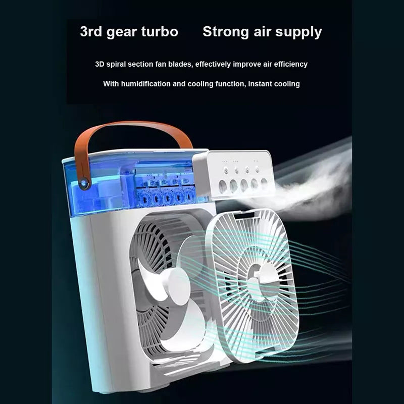 Air Humidifier Cooling Fan USB - LED Light (3 In 1)