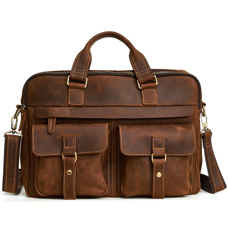 Genuine men's bags / Retro men's business Bag / 15.6 inch Laptop Bag