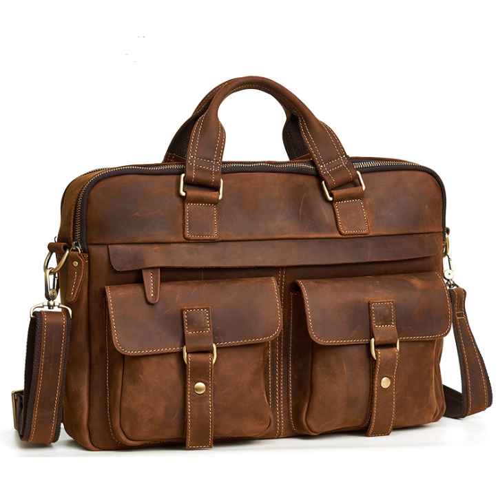 Genuine men's bags / Retro men's business Bag / 15.6 inch Laptop Bag