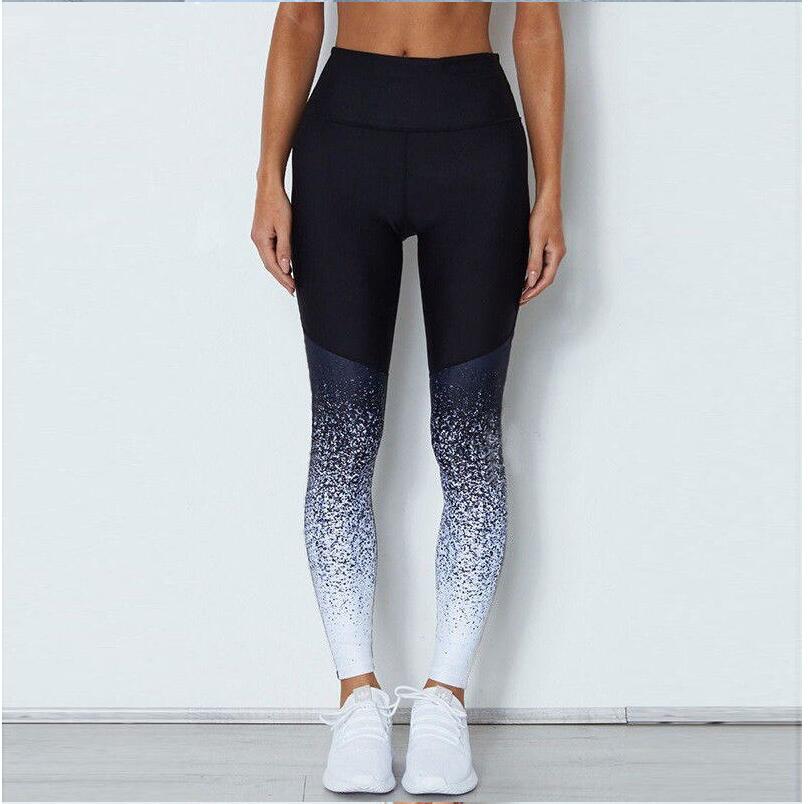 Women Casual Printed Leggings & Vest Set - COOL Yoga Leggings / Pants / Vest - Gym/Fitness