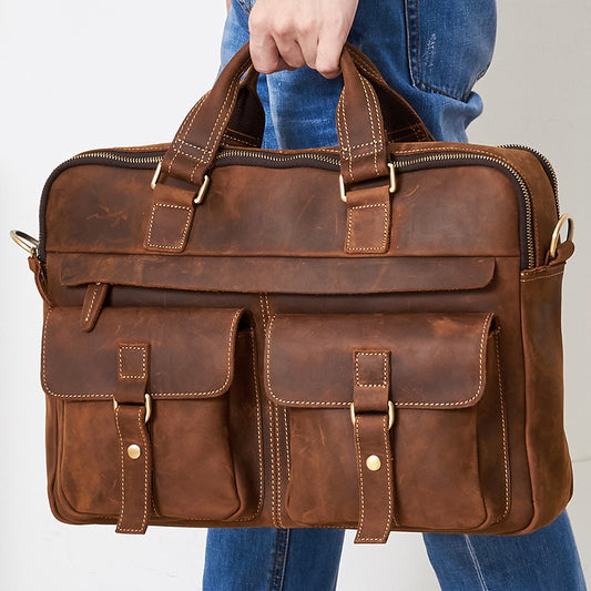 Genuine men's bags / Retro men's business Bag / 15.6 inch Laptop Bag