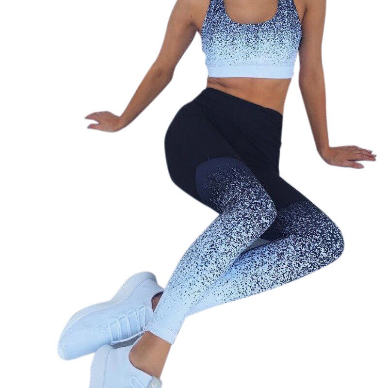 Women Casual Printed Leggings & Vest Set - COOL Yoga Leggings / Pants / Vest - Gym/Fitness