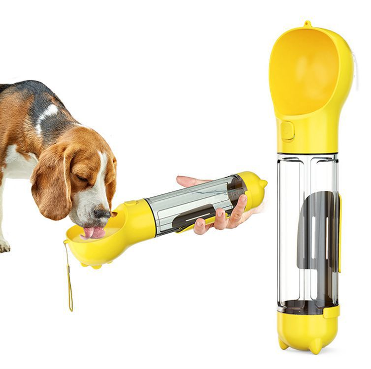 Portable Cat/Dog Water Bottle & Food Feeder/Drinker/Poop Dispenser - 3 In 1 Leak